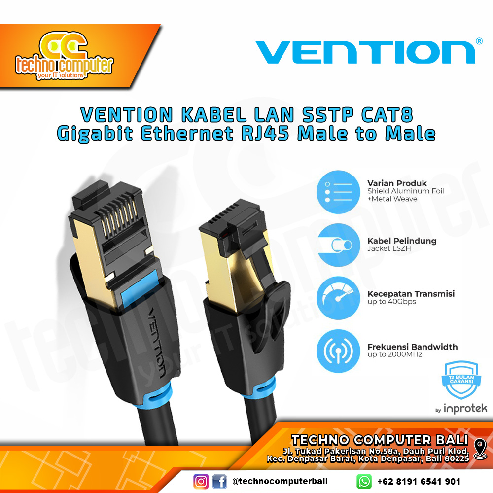 VENTION KABEL JARINGAN - LAN Cat8 SFTP Gigabit Network Patch - IKA 3M