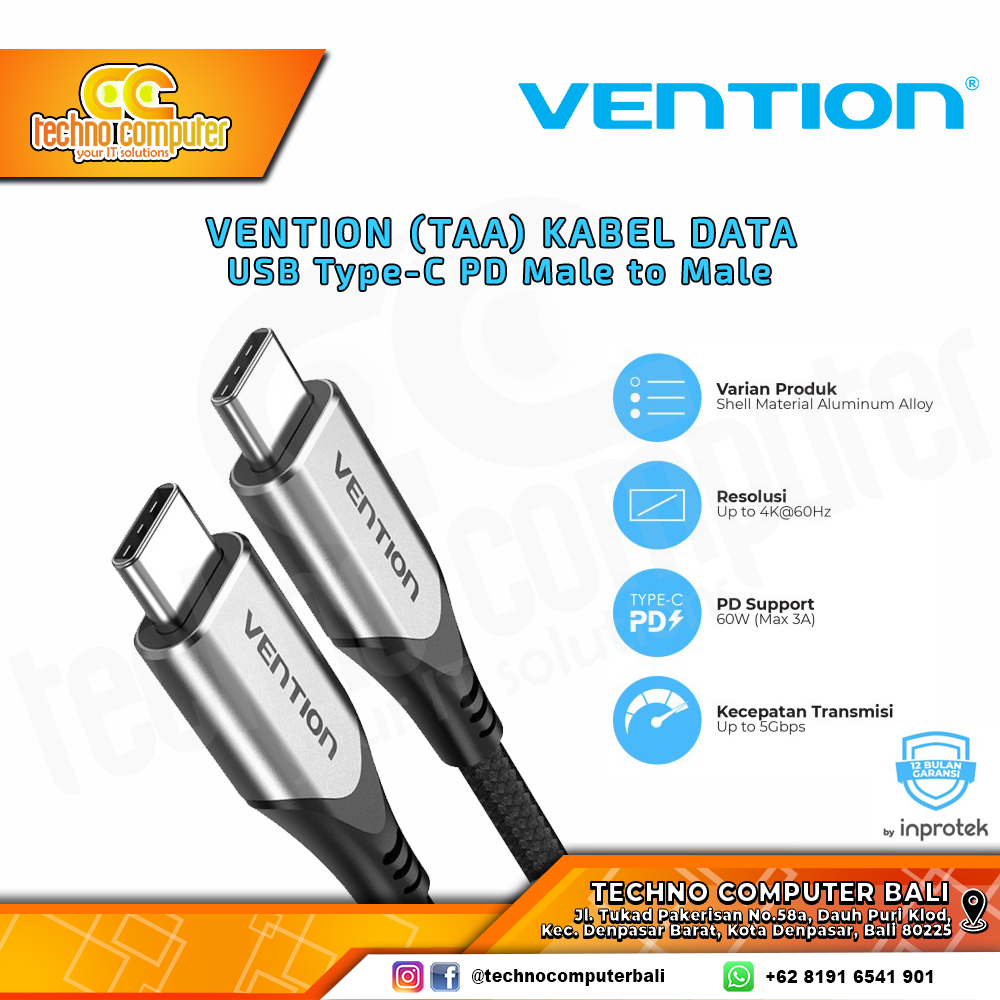 VENTION KABEL USB - USB Type-C Power Delivery M to M - TAA 1.5M