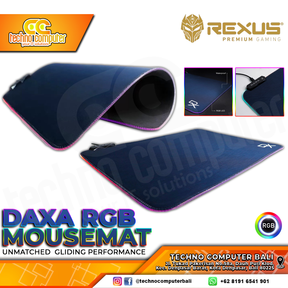 MOUSEPAD REXUS DAXA Mat Cordura RGB (483 x 456 x 5 mm) - Gaming Mousepad