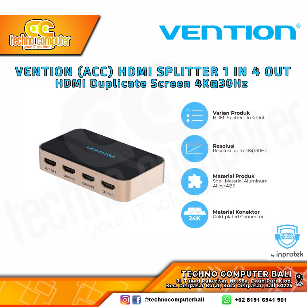 VENTION HDMI SPLITTER (1 in 4 Out) Screen Duplicate With Adapter - ACCG0