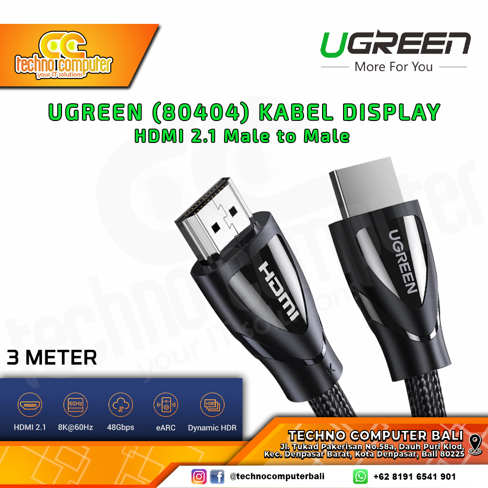 UGREEN KABEL DISPLAY - Kabel HDMI - HDMI 2.1 Male to Male - (80404) 3M