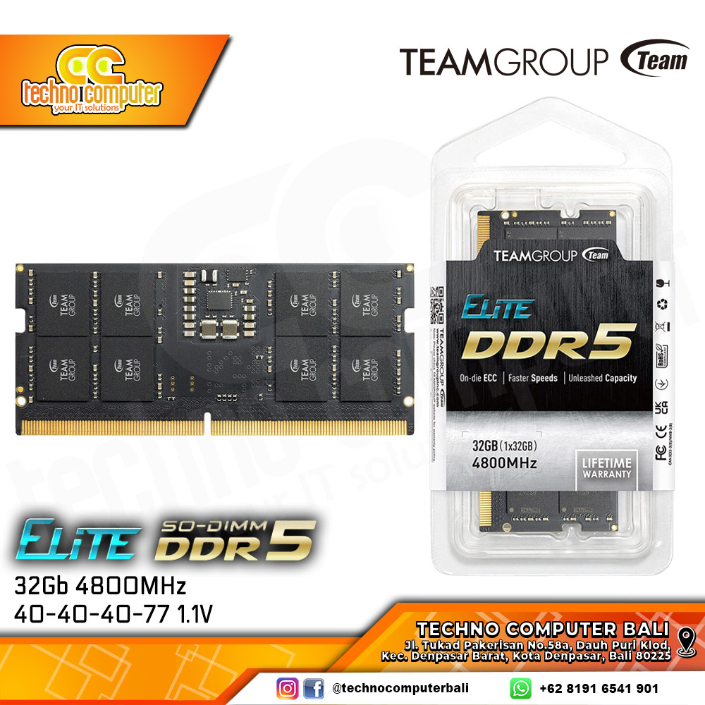 SODIMM DDR5 TEAM ELITE 32GB (1x32GB) Single 4800MHz