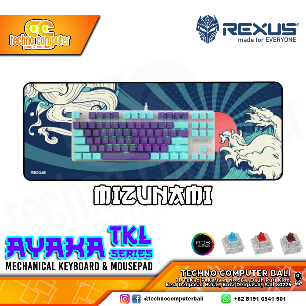 REXUS AYAKA Series TKL Mizunami - Mechanical Brown Switch - Gaming Keyboard & Mousepad
