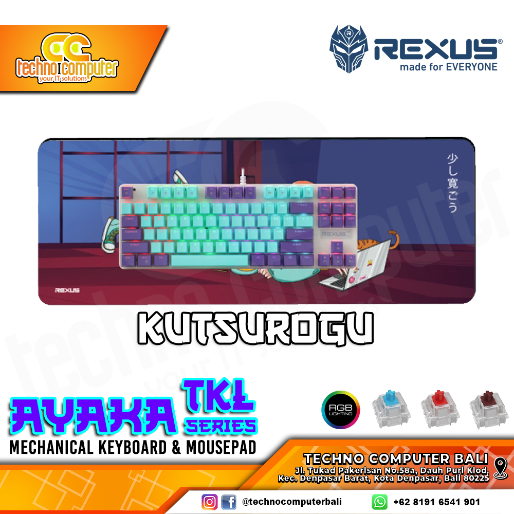 REXUS AYAKA Series TKL Kutsurogu - Mechanical Blue Switch - Gaming Keyboard & Mousepad