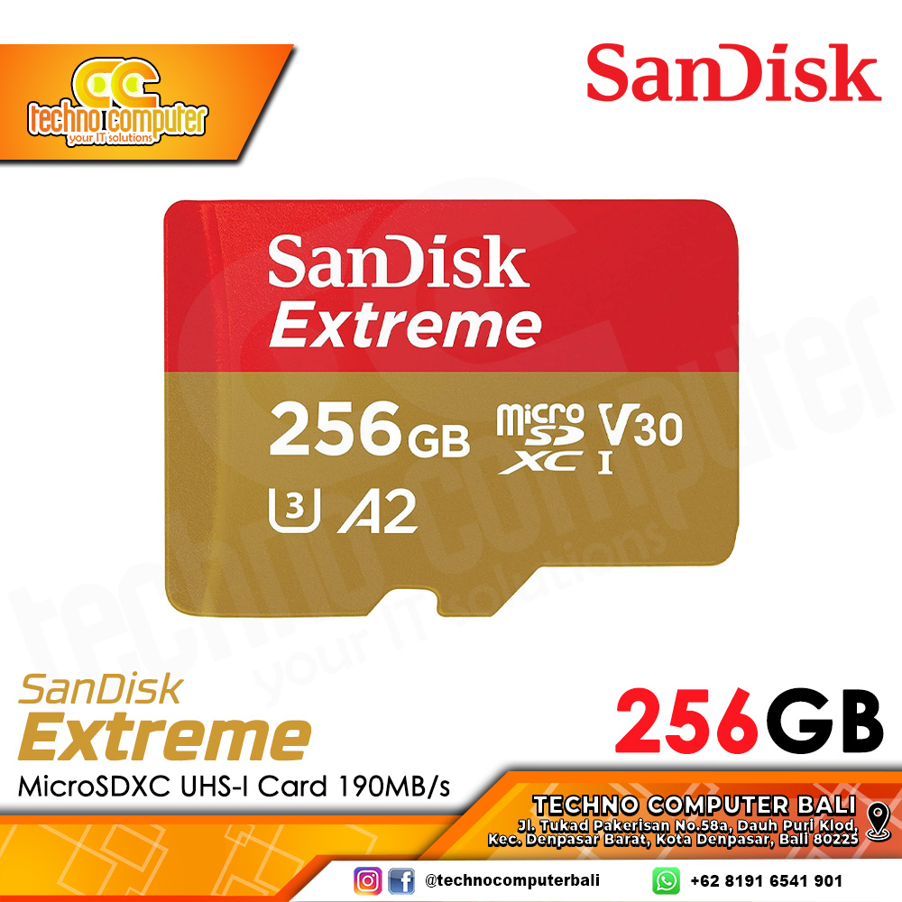 MEMORY CARD SANDISK EXTREME MICRO SDXC 256GB 190MB/s (SDSQXAV-256G-GN6MA)