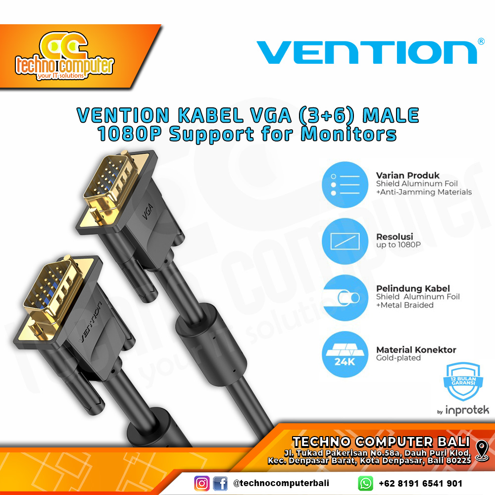VENTION KABEL DISPLAY - Kabel VGA - VGA Male to Male - DAE 15M
