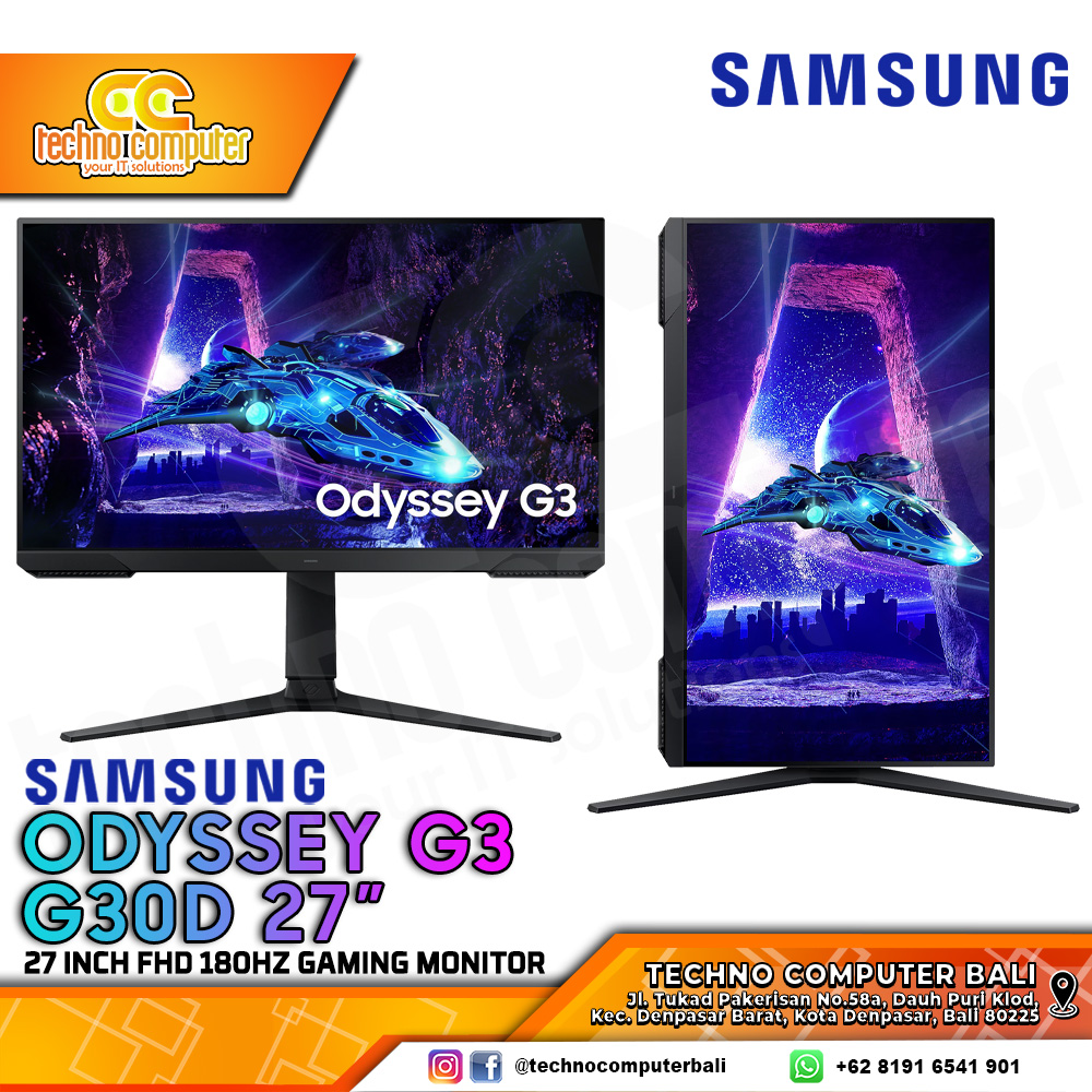 SAMSUNG ODYSSEY G3 G30D LS27DG302EEXXD Gaming Monitor - 27 inch, FHD (1920 x 1080), VA, 180Hz, 1ms