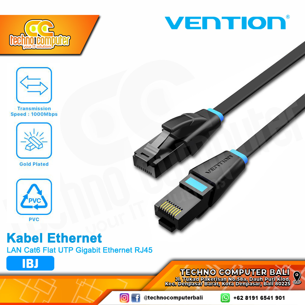 VENTION KABEL LAN Cat6 Flat UTP Gigabit Ethernet RJ45 - IBJ 1M