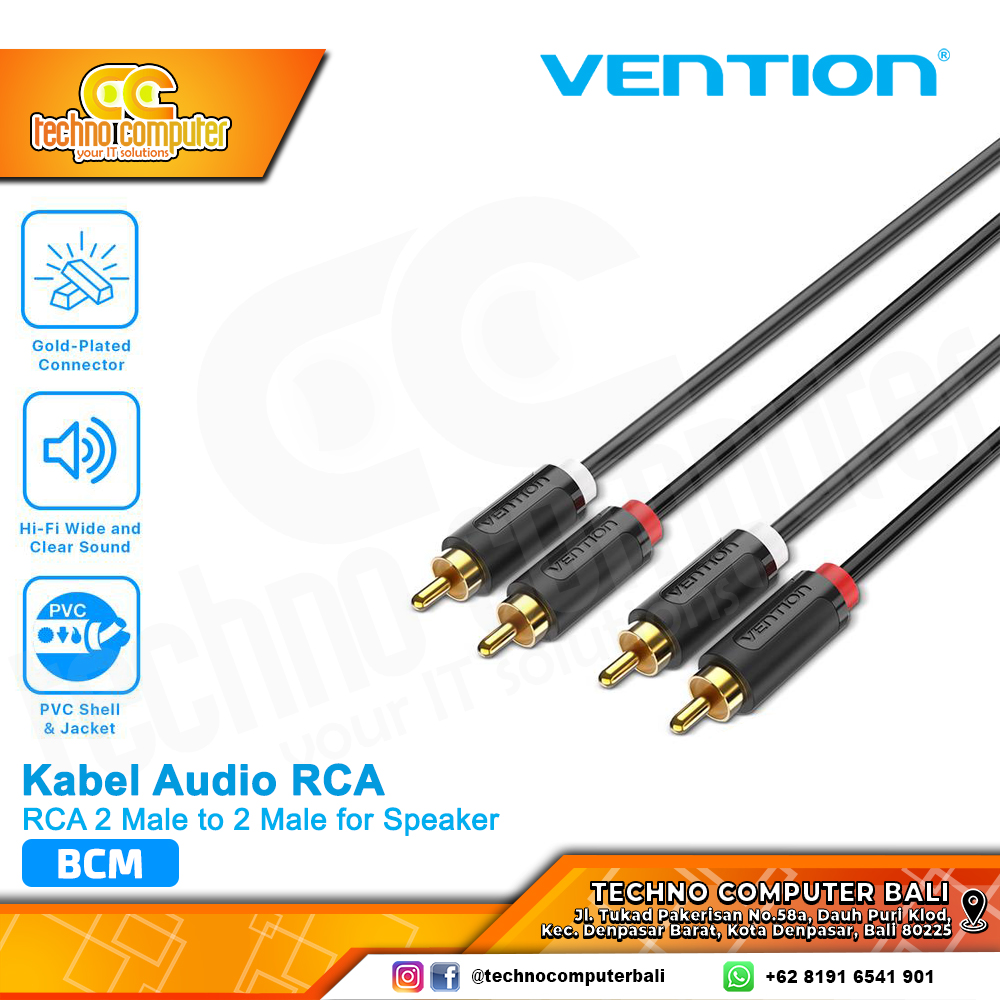 VENTION KABEL AUDIO RCA 2 Male to 2 Male for Speaker PVC - BCM 3M