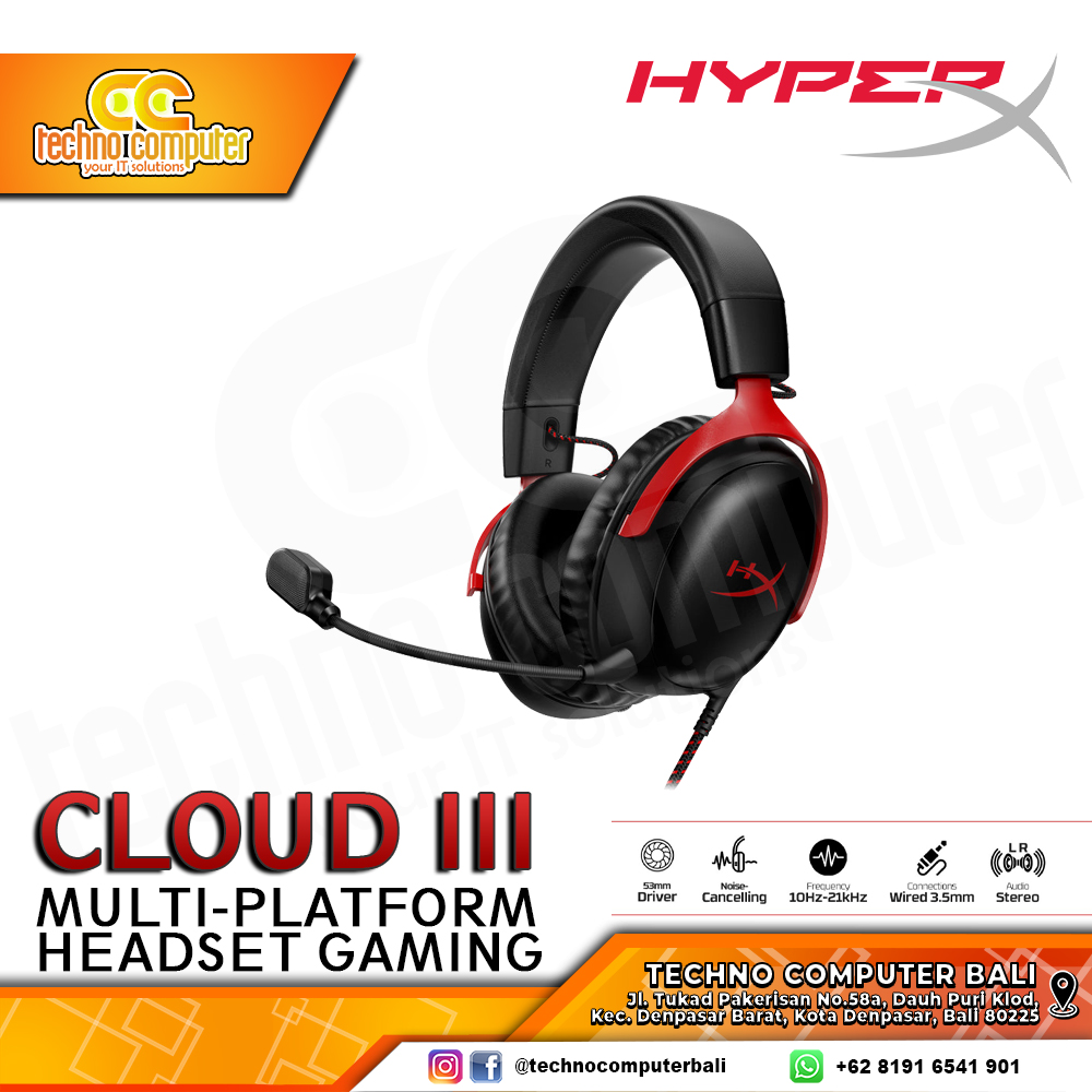 HEADSET HyperX Cloud III S Wireless - Gaming Headset Wireless (Black/Red)