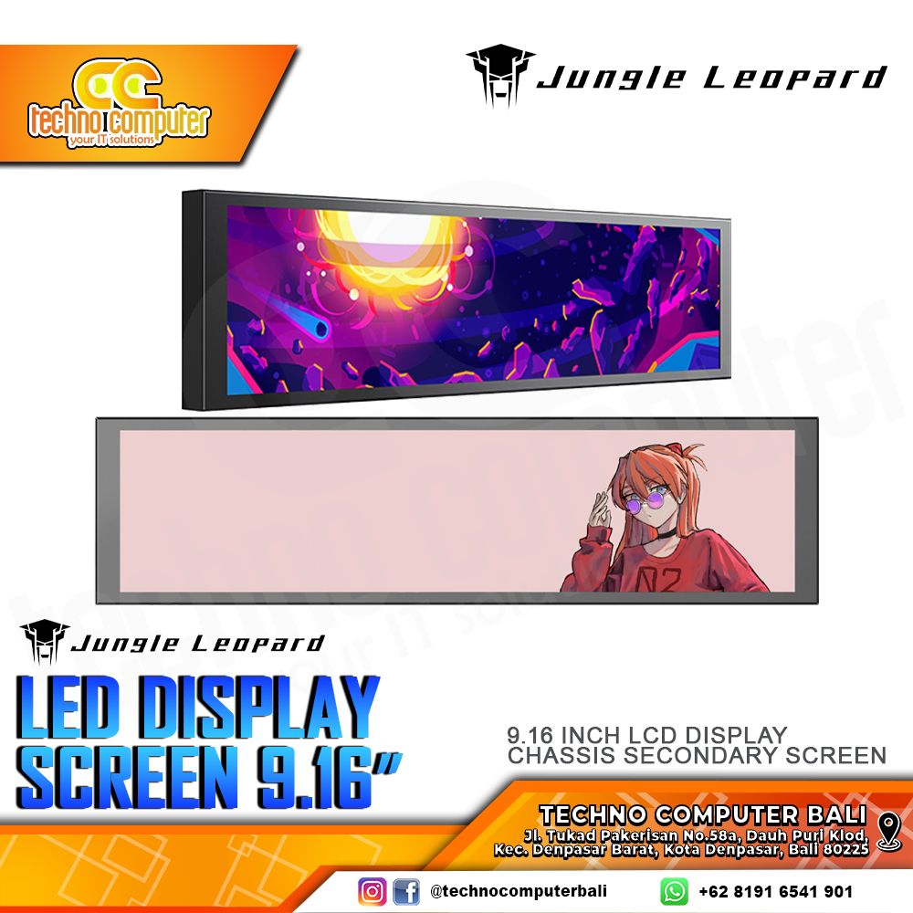 JUNGLE LEOPARD 9.16″ LCD Display Screen HD (1920x480) - Black