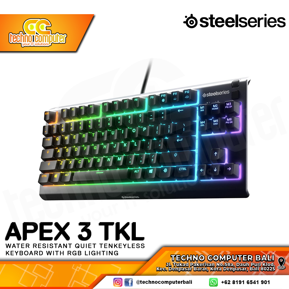 STEELSERIES APEX 3 TKL - Mechanical Whisper-Quiet Switch - Gaming Keyboard